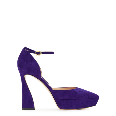 Shop Gianvito Rossi Vertigo 125 Suede Platform Pumps In Blue