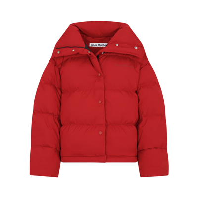 Shop Acne Studios Down Puffer Jacket Wintercoat In Red