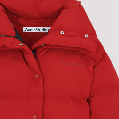 Shop Acne Studios Down Puffer Jacket Wintercoat In Red