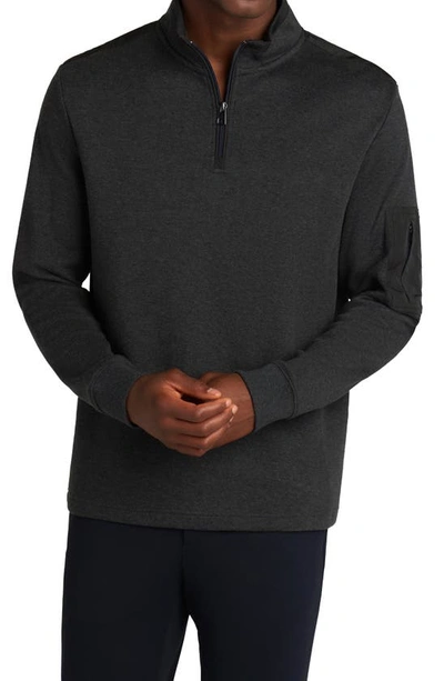 Bugatchi Cotton Blend Quarter Zip Sweater In Graphite