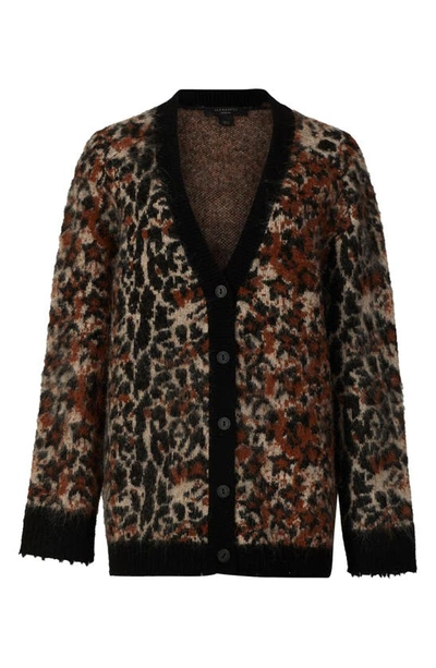 Shop Allsaints Leopard Star Cardigan In Camel Multi