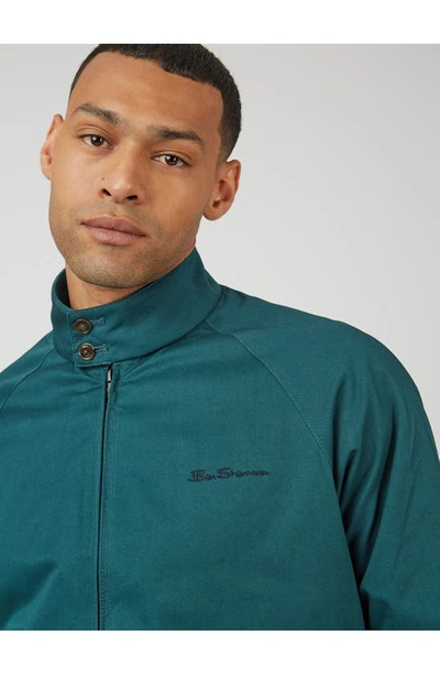 Shop Ben Sherman Signature Harrington Cotton Jacket In Ocean Green