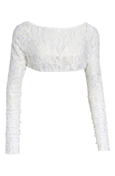 Jacquemus Le Haut Musu Sheer Lace Crop Top In White
