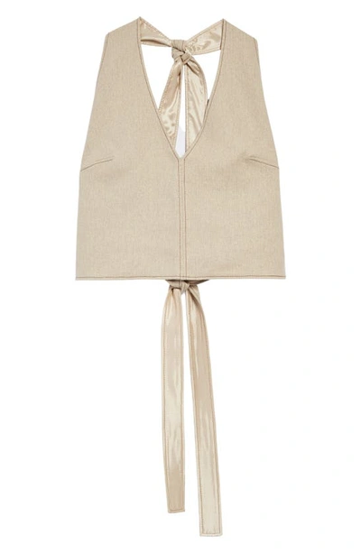 Shop Jacquemus Le Haut Linu Linen Halter Top In Beige