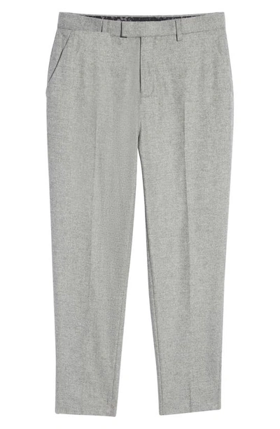 Shop Ted Baker Badsey Slim Fit Flat Front Cotton Blend Pants In Grey Marl