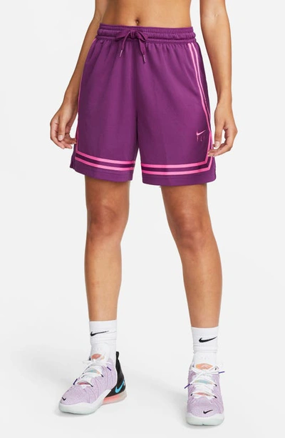 Shop Nike Dri-fit Fly Crossover Basketball Shorts In Viotech/ Pinksicle