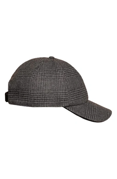 Shop Eton Houndstooth Wool Blend Baseball Cap In Black