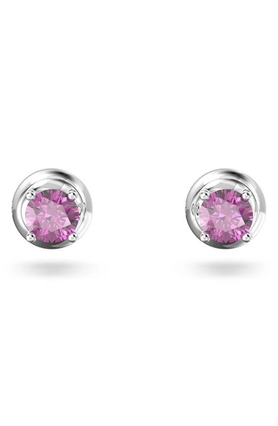 Shop Swarovski Stilla Stud Earrings In Purple