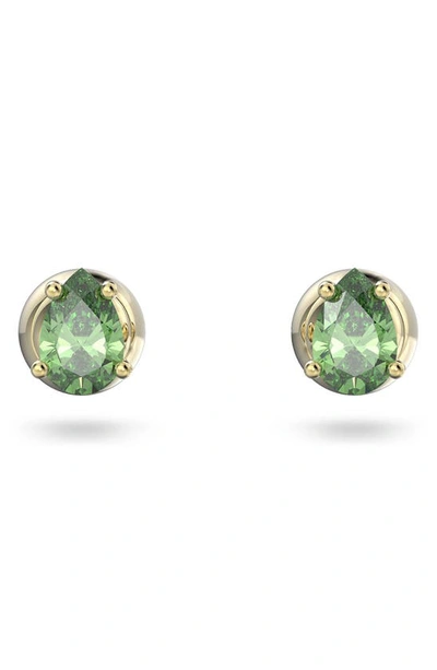 Shop Swarovski Stilla Stud Earrings In Green