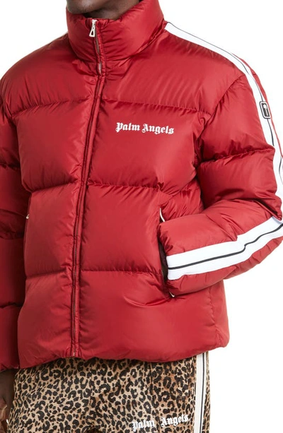 Shop Palm Angels Classic Track Quilted Down Coat In Red White