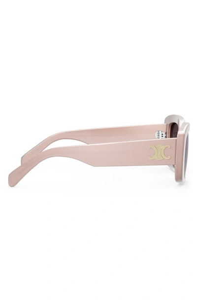 Celine Triomphe 55mm Rectangular Sunglasses In Shiny Pink / Violet