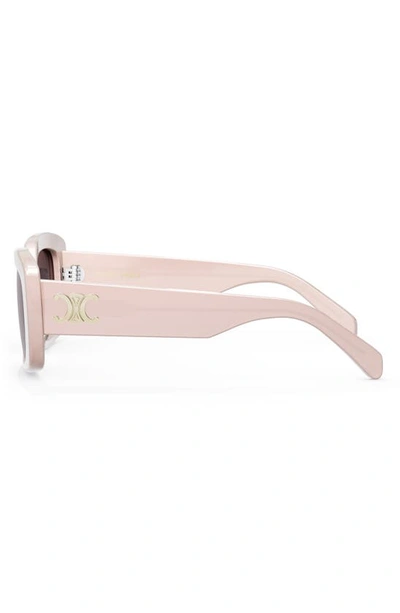 Celine Triomphe 55mm Rectangular Sunglasses In Shiny Pink / Violet