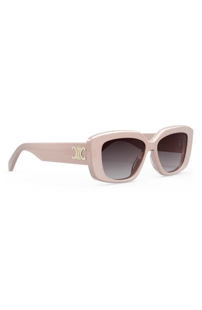 Celine Triomphe 55mm Rectangular Sunglasses In Shiny Pink / Violet
