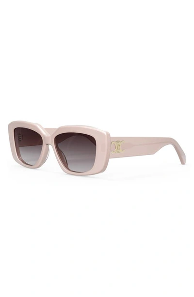 Celine Triomphe 55mm Rectangular Sunglasses In Shiny Pink / Violet