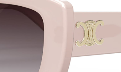 Celine Triomphe 55mm Rectangular Sunglasses In Shiny Pink / Violet