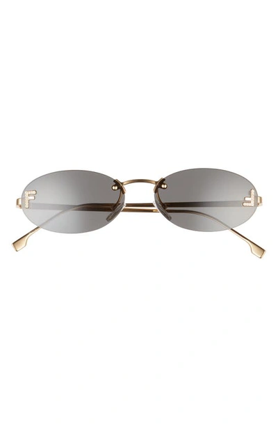 Shop Fendi The  First 54mm Oval Sunglasses In Shiny Endura Gold / Smoke