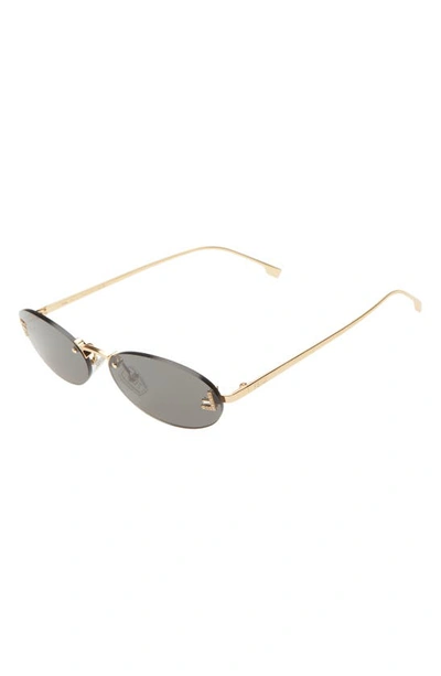 Shop Fendi The  First 54mm Oval Sunglasses In Shiny Endura Gold / Smoke