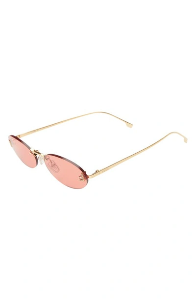 Shop Fendi The  First 54mm Oval Sunglasses In Shiny Endura Gold / Bordeaux