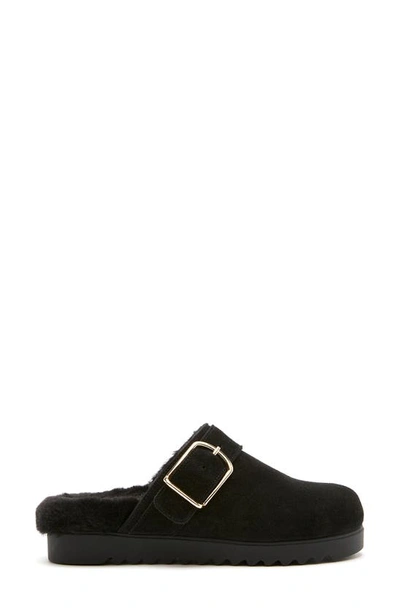 La Canadienne Ellen Genuine Shearling Mule In Black Suede
