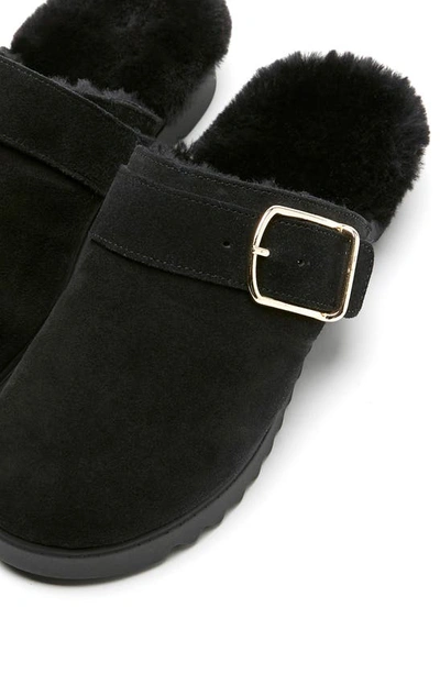 La Canadienne Ellen Genuine Shearling Mule In Black Suede