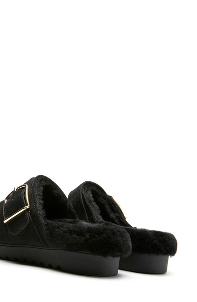 La Canadienne Ellen Genuine Shearling Mule In Black Suede