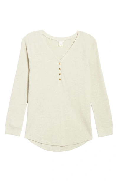 Shop Caslon (r) Waffle Knit Cotton Blend Henley Top In Beige Oatmeal Light Heather