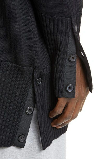 Shop Thom Browne 4-bar Elongated Merino Wool Cardigan In Black