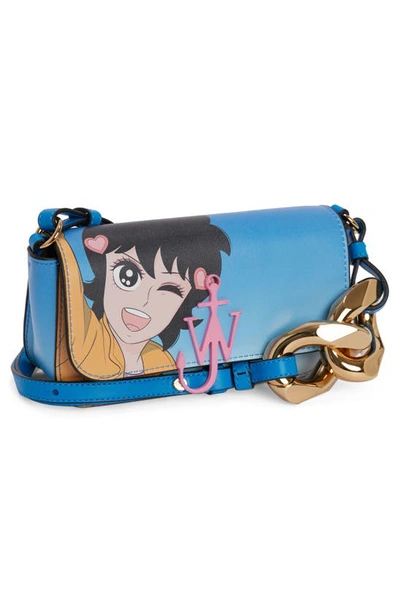 Shop Jw Anderson X 'run Hany' Chain Baguette Anchor Leather Crossbody Bag In Blue