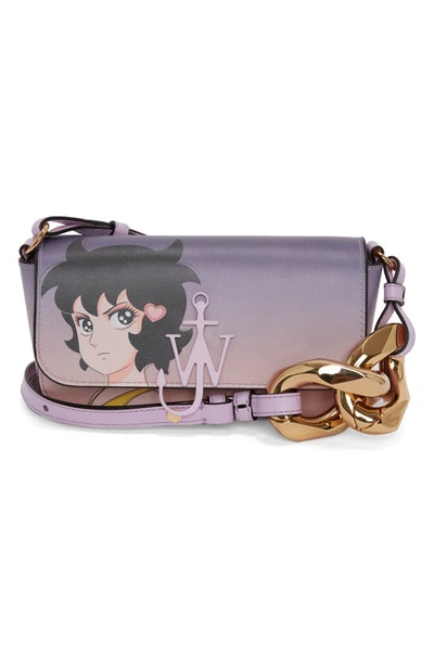 Shop Jw Anderson X 'run Hany' Chain Baguette Anchor Leather Crossbody Bag In Lilac