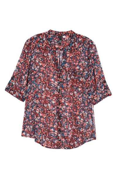 Shop Kut From The Kloth Jasmine Chiffon Button-up Shirt In Potenza-bk/ Red/