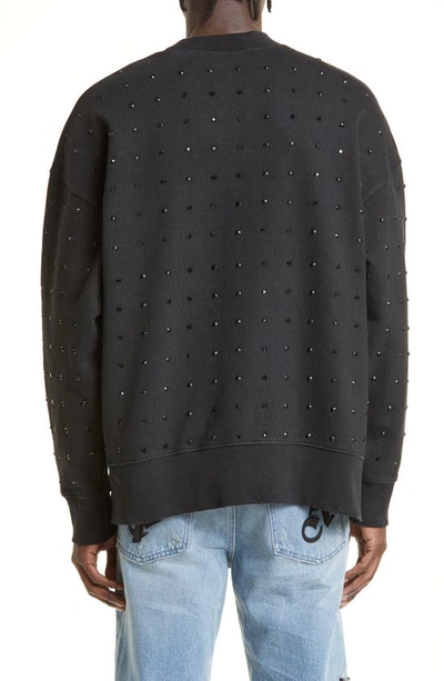 Shop Palm Angels Sunset Palm Studded Cotton Graphic Sweatshirt In Black Silver