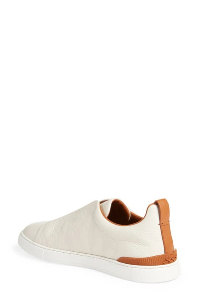 Shop Zegna Triple Stitch Deerskin Slip-on Sneaker In White