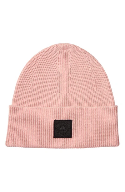 Shop Moose Knuckles Snowbank Merino Wool Beanie In Rose Smoke