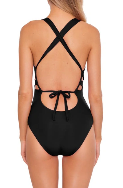 Shop Becca Color Code Plunge One-piece Swimsuit In Black