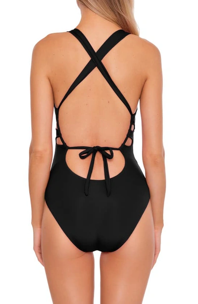 Becca Color Code Plunge One-piece Swimsuit In Black
