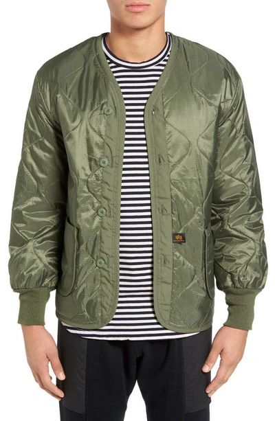 Alpha Industries Als Liner Quilted Ripstop Down Jacket In Olive Green