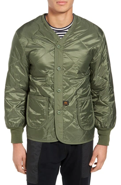 Alpha Industries Als Liner Quilted Ripstop Down Jacket In Olive Green
