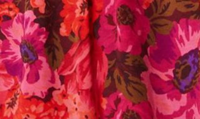 Shop For Love & Lemons Lauren Floral Cutout Long Sleeve Minidress In Red
