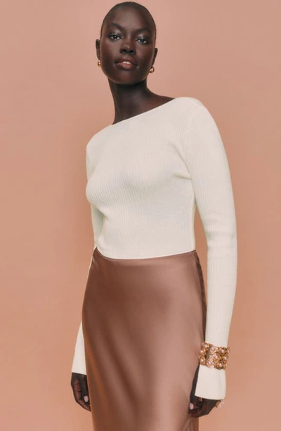Reformation Porta Open Back Cashmere Sweater In Nude | ModeSens