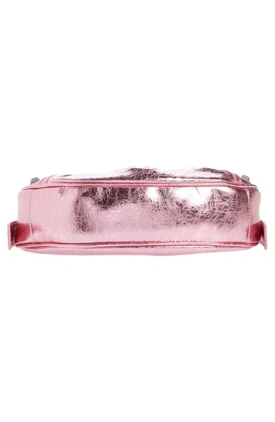 Shop Balenciaga Extra Small Le Cagole Metallic Crinkle Leather Shoulder Bag In Met Pink
