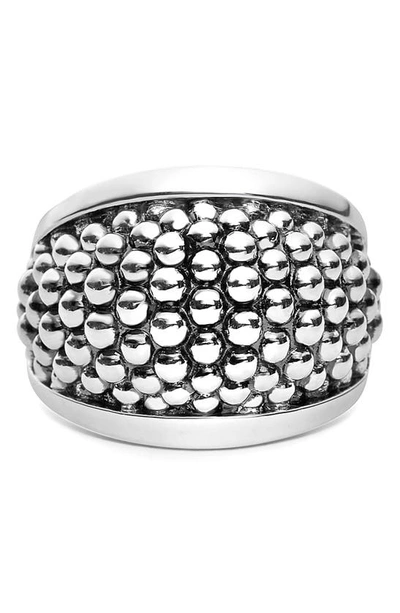 Lagos Signature Caviar Beaded Ring In Silver