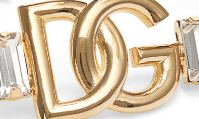 Shop Dolce & Gabbana Dg Logo Imitation Pearl & Crystal Bracelet In Zoo00 Oro
