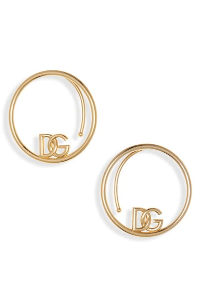 Shop Dolce & Gabbana Dolce&gabbana Dg Logo Over The Ear Hoop Earrings In Zoo00 Oro