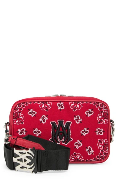 Shop Amiri Bandana Cotton Canvas Camera Bag In Red