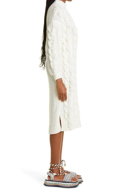 Shop Farm Rio Cable Knit Bracelet Sleeve Sweater Dress In Off-white
