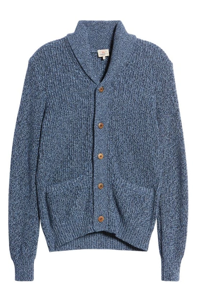Shop Faherty Marled Organic Cotton & Cashmere Cardigan In Blue Navy Marl