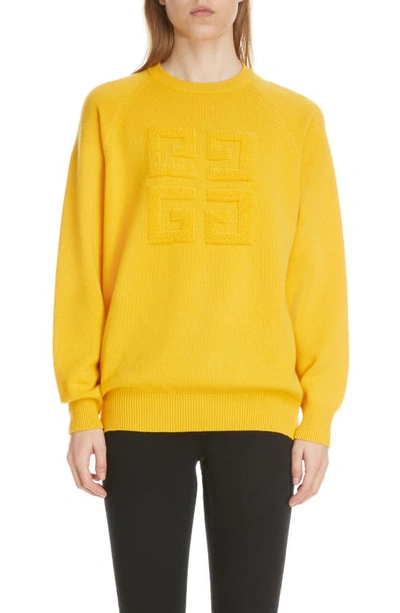 Givenchy 4g Logo Intarsia Bicolor Cashmere Sweater In Golden Yellow |  ModeSens