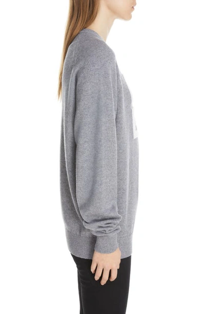 Shop Givenchy 4g Logo Intarsia Cashmere Sweater In Grey/ Ecru