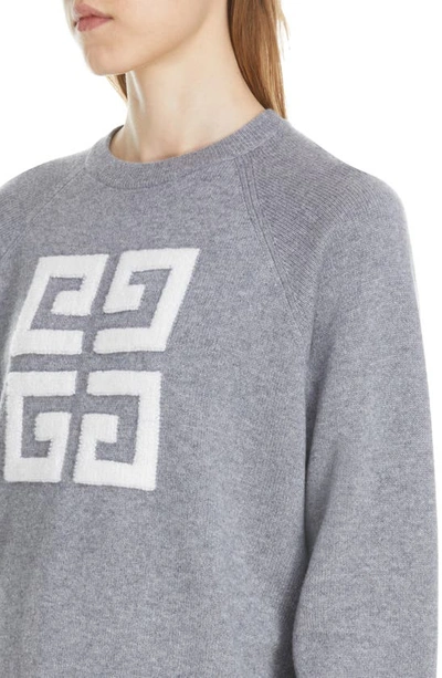 Shop Givenchy 4g Logo Intarsia Cashmere Sweater In Grey/ Ecru