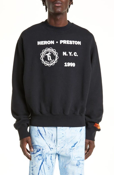 Shop Heron Preston Medieval Heron Oversize Crewneck Sweatshirt In Black White
